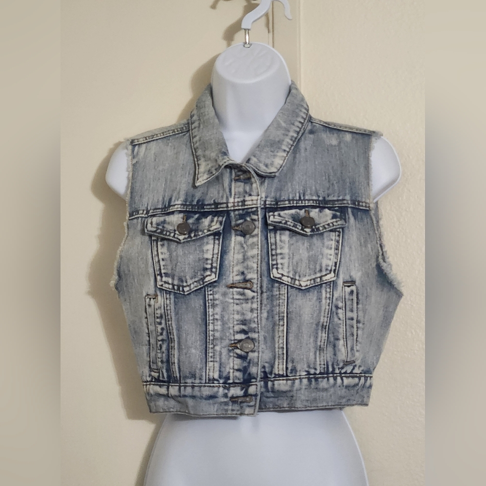 Chiqle Girls Junior Jean Blue Jacket Vest Sz L